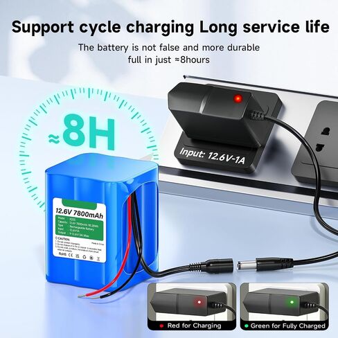 CITYORK 12V Rechargeable Battery 7800mAh with Charger, Bare Leads, Cable Connector for DIY Projects, Speakers Box, Radio Equipment, Toy Cars, Solar Panels, LED Light Strip, CCTV Camera, etc in Saudi Arabia