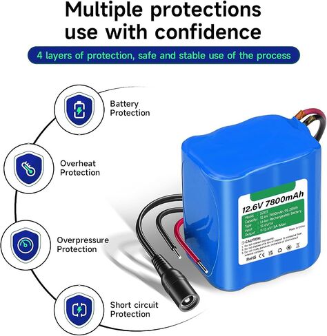 CITYORK 12V Rechargeable Battery 7800mAh with Charger, Bare Leads, Cable Connector for DIY Projects, Speakers Box, Radio Equipment, Toy Cars, Solar Panels, LED Light Strip, CCTV Camera, etc in Saudi Arabia