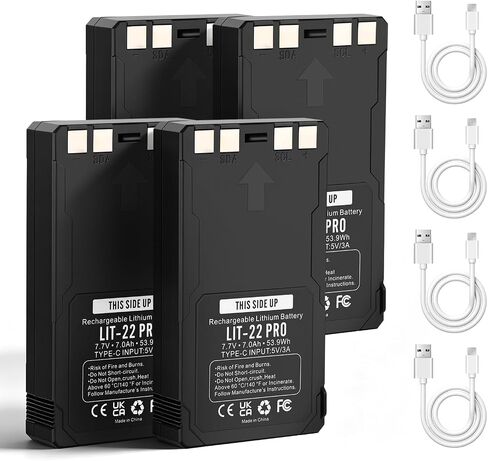 LIT-22 Pro Trail Camera Battery for Spypoint Flex-M S-Dark G-36 | 4-Pack 7.7V 7000MAH Compatible with Spypoint Flex-S Flex-Plus G-36 Cellular Trail Cameras Includes Type-C Charging Cable in Kuwait