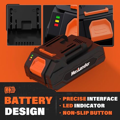 MAXLANDER 2.0Ah Lithium Replacement Battery, 20V Rechargeable Battery with Led Indicator Compatible for Garden Power Tools in Kuwait