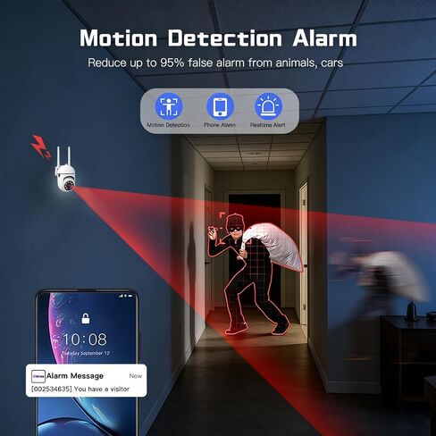 4PCS,1296P Resolution,2.4GHZ WiFi Camera,Color Night Vision,Two-Way Audio,360° Pan/Tilt/Zoom,AI Motion Tracking & Detection,Home Security Monitor,Spotlight & Alarm in Kuwait