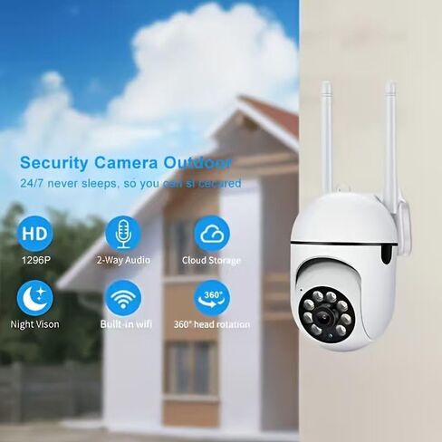 4PCS,1296P Resolution,2.4GHZ WiFi Camera,Color Night Vision,Two-Way Audio,360° Pan/Tilt/Zoom,AI Motion Tracking & Detection,Home Security Monitor,Spotlight & Alarm in Kuwait