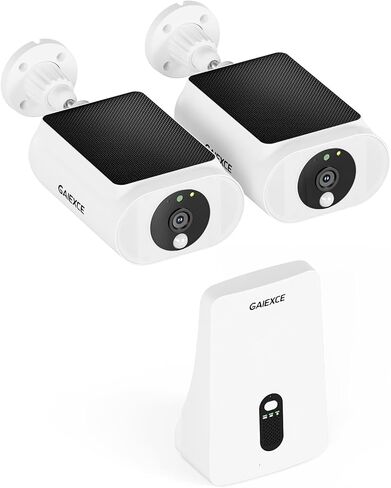 Solar Security Cameras Wireless Outdoor 2 Cam Kit Expadable to 10H, No Subscription Cameras for Home Security System, 32G Local Storage, 2.4G &5G WiFi, 2K Color Night Vision Two-Way Audio IP66 in Kuwait