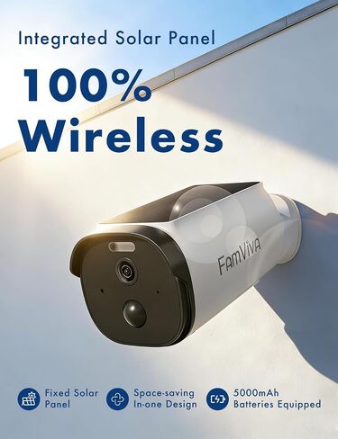 Solar Security Cameras Wireless Outdoor, 2K/3MP Battery Powered Camera with Integrated Solar Panel, AI Motion Detection, Color Night Vision, 2-Way Audio, IP65 Waterproof,1 Pack in Kuwait