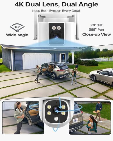 Dual Lens Security Camera Security Camera System Wireless, Cameras Compatible with The System in Saudi Arabia