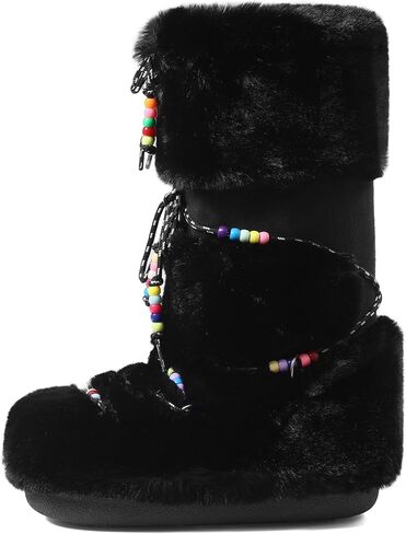 Fur Boots for Women Fuzzy Winter Knee High Snow Boots Lace-Up Y2k Platform Fluffy Warm Trendy 2025 in Kuwait
