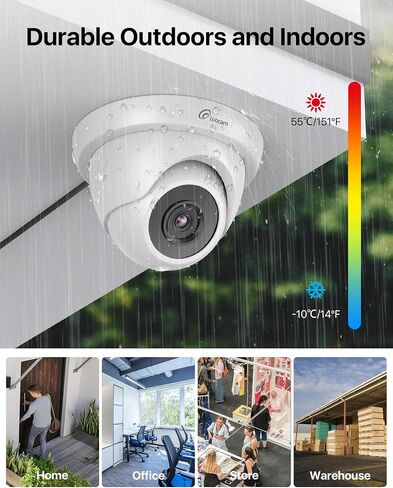 Loocam Security Camera 1080p, Hybrid 4-in-1 CVI/TVI/AHD/CVBS Wired Camera | HD 1920TVL Dome Wired Cameras, 80ft IR Night Vision, IP66 Weatherproof, 24/7 Recording, Suitable for Loocam DVR Camera Sysrem in Saudi Arabia