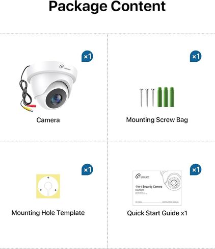 Loocam Security Camera 1080p, Hybrid 4-in-1 CVI/TVI/AHD/CVBS Wired Camera | HD 1920TVL Dome Wired Cameras, 80ft IR Night Vision, IP66 Weatherproof, 24/7 Recording, Suitable for Loocam DVR Camera Sysrem in Saudi Arabia