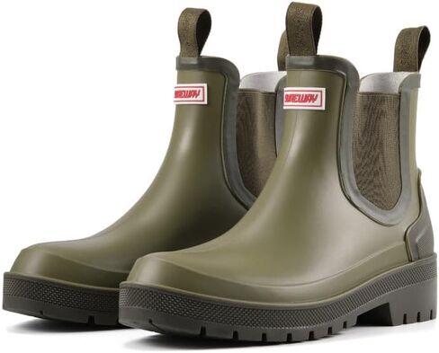 SUREWAY Women's Short Ankle Rain Boots,Waterproof Rubber Garden Shoes,Slip Resistant Chelsea Rain Boots For Ladies,Ole.Green,Size 6 in Kuwait