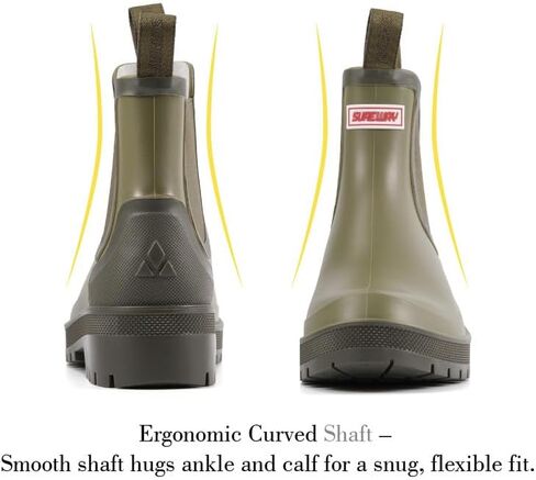 SUREWAY Women's Short Ankle Rain Boots,Waterproof Rubber Garden Shoes,Slip Resistant Chelsea Rain Boots For Ladies,Ole.Green,Size 6 in Kuwait