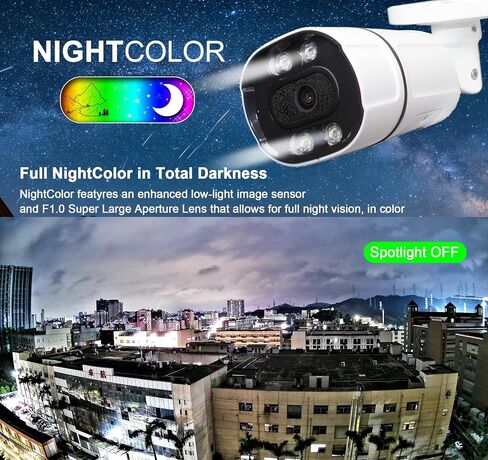 SINIS 4MP PoE Security IP Camera, Color-Vu Full Color Bullet Camera Outdoor | Use Alone or With NVR,True Color Night Vision,F1.0 Super Aperture,Human Motion Detect,Built-in Mic,Up to 512G SD,Metal,IP67 in Kuwait