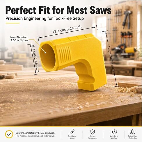 1Pcs Universal Dust Collector for Table Saw & Miter Saw, Tool-Free Connection, Upgraded Dust Extractor Accessories with Drawstring Bag, 2.05 Inch Snap-On Dust Port Fit in Kuwait