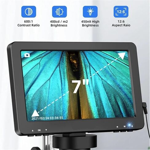 USB Microscope, 7 Inch 50X-1200X Digital Microscope Adjustable HD LCD Video Microscops Camera in Saudi Arabia