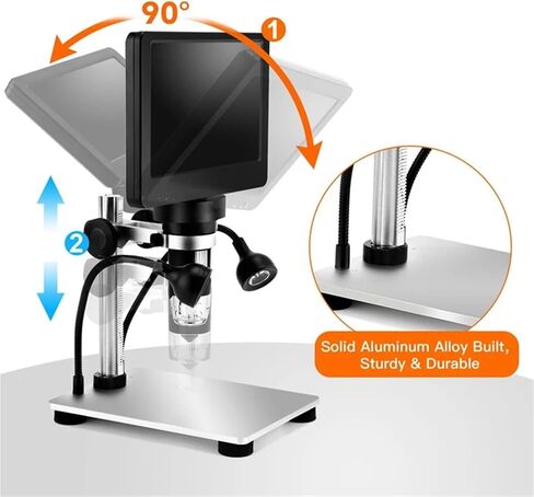 USB Microscope, 7 Inch 50X-1200X Digital Microscope Adjustable HD LCD Video Microscops Camera in Saudi Arabia