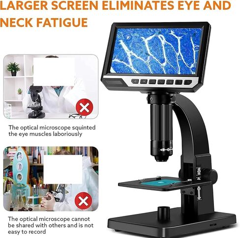 USB Microscope, Microscope, Biological Dual Lens 2000x 7 Inch Digital for Welding Research with Remote Control in Saudi Arabia