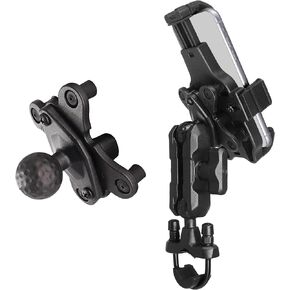 Motorcycle Clamp Phone Mount with Vibration Dampener, Vibration Dampening Motorcycle Cell Phone Holder with Action Camera Ball Adapter, Fits Motorcycle Handlebar and Harley Davidson