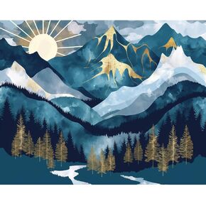 Natuyalo Paint by Numbers for Adults - DIY Adult Paint by Number Kits Painting on Canvas Sunset Forest Painting by Numbers for Beginners, Natural Landscape Art Craft Kits for Adults (16x20 Inch)