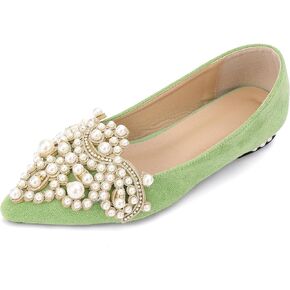 Flats for Women Bling Rhinestone Pointed Flat Shoes Comfort Slip on Low Heel Wedding Dress Shoes Ballet Flat Shoe