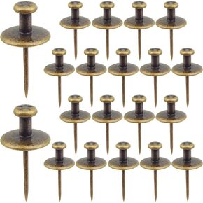 20pcs Double Head Large Push Pins Zinc Alloy Long Pushpin Thumb Tacks Flat Decorative Thumbtacks Push Pins for Cork Board Bulletin Boards Papers Maps Photos Wall, Bronze