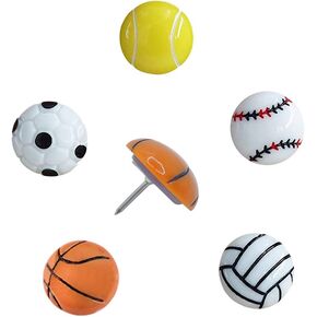 30 Pieces Creative Sport Ball Pushpins Resin Hand-Made thumbtacks for Cork Board, Whiteboard, Bulletin Board, Photo Wall, Map(Football)