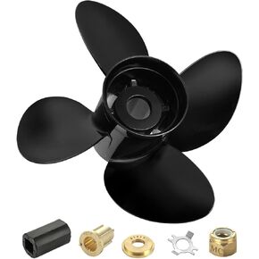 MARKGOO 48-8M8026590 Propeller for Mercury Spitfire Outboard 40 50 60 65 70 75 80 90 100 115 125 140 HP Boat Engine Parts 4 Blade Aluminum Prop 13X17 Pitch RH 15 Spline Tooth with Hub Kit