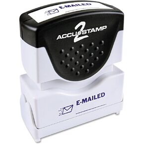 ACCU-STAMP2 Message Stamp with Shutter, 1-Color, E-MAILED, 1-5/8" x 1/2" Impression, Pre-Ink, Blue Ink (035577)