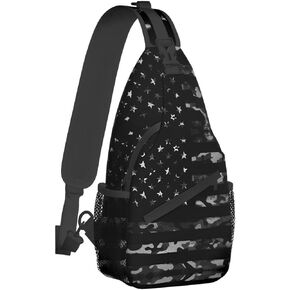 American Flag Sling Bag for Men, Mini Anti Theft One Strap Daypack, Multipurpose Crossbody Chest Bag Small Sports Sling Chest Bag Shoulder Bag for Hiking Walking Travel