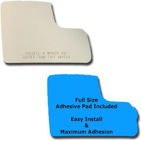 Mirror Glass + Full Size Adhesive Pad for 2011-2013 Ford Transit Connect Passenger Side Replacement (2011 2012 2013 11 12 13)