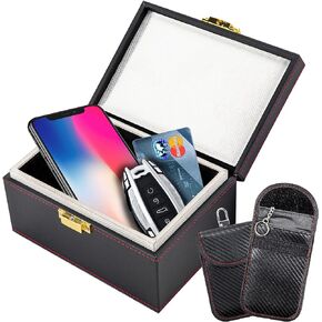 Cartman Faraday Box with Faraday Bags, 2 Pack Car RFID Signal Blocking Pouch, Keyless Entry Car Key Safe Protector, Anti-Theft Signal Blocking Cages(Large)
