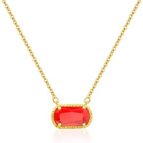 Colorful Gemstone Birthstone Pendant Necklaces For Women 14k Gold Plated Preppy Jewelry For Mom Wife Daughters Girls Friend Gifts