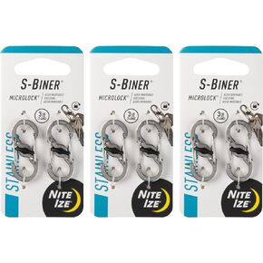 Nite Ize S-Biner MicroLock Stainless Steel - Stainless - 6 Count (3 Pack)