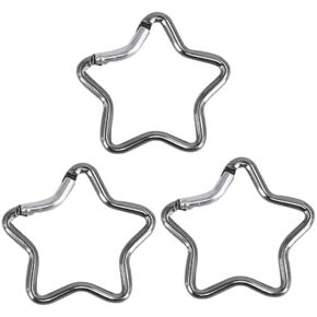 3Pcs Silver Carabiner Clip Star Shaped Climbing Buckle Aluminum Alloy Heavy Duty Keyring Hook for Camping Fishing Hiking Traveling Spring Loaded Carabiner Accessory and Keychain Carabiners Accessories