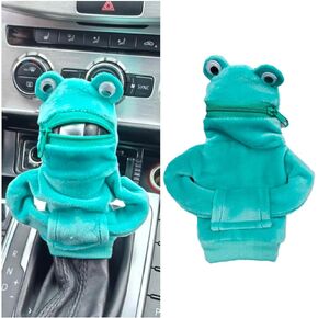 Mini Animal Gear Stick Car Shifter Hoodie, Gear Shift Cover Funny Gearshift Sweater, Gear Shift Knob Hoodie Protector, Cute Gadgets Car Interior Accessories and Decorations (Blue Shark & Green Frog)