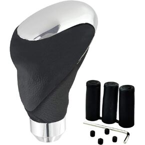 Lunsom Leather Shift Knob, Type-R Gear Transmission Shifter Stick Handle Head Fit Most Manual Car (Black)