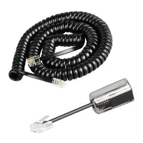 Phone Cord Detangler for Desk Phone, 1 Pack Phone Cord for Landline 8 Ft Uncoiled (1.4 Ft Coiled) and 1 Pack 360 Degree Rotating Telephone Cord Detangler Tangle Free, Black