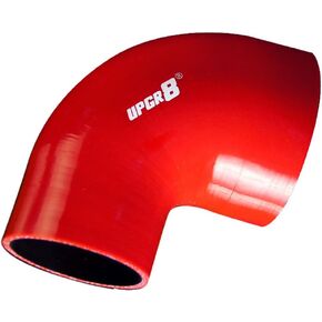 Universal 4-Ply High Performance 90 Degree Elbow Reducer Coupler Silicone Hose (3.0"(76MM) to 3.5"(89MM), Red)