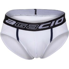 Agacio Mens Sexy Pop Brief Underpants Pouch Enhancing V-Shaped Low Waist Underwear