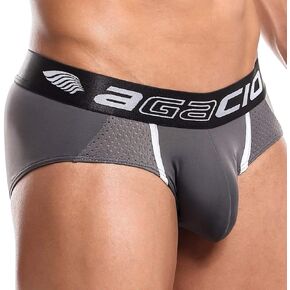 Agacio Mens Sexy Pop Brief Underpants Pouch Enhancing V-Shaped Low Waist Underwear