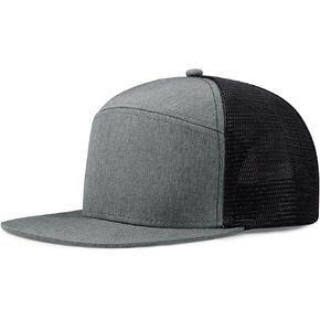 Oversize XXL Blank Flatbill Mesh Snapback Cap Extra Large 6 Panel Camper Style Hat for Men Big Head 23.6"-25.6"