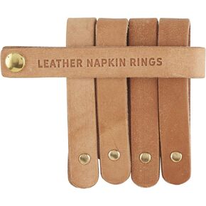 Santa Barbara Design Studio TableSugar Leather Napkin Rings, Set of 4, Natural