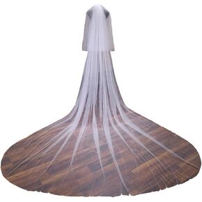 ELAWBTY Cathedral Wedding Veil 2 Tier Long Bridal Veil With Metal Comb