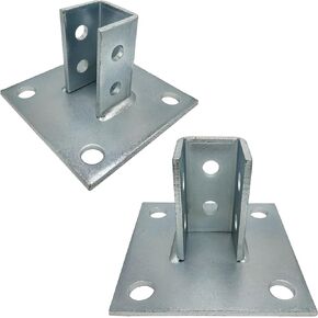 4 Hole Post Base Channel, 6" Square for All 1-5/8" Strut Channel, Side Orientation - Heavy Duty, Electro-Galvanized