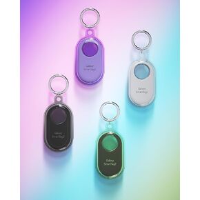 4 Pack Smart Tag 2 Case for Samsung Galaxy Smart Tag 2 with Key Ring, TPU Waterproofing, GPS Tracker Tags Holder, Use for Child, Keys, Dog Tracker Tag, Luggage, Pets (Purple/Green/Black/Transparent)