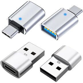 SZMXUCK 4 Pack USB to USB C Adapter,2*Type C Female to A Male Charger Converter & 2*USB C Male to USB Female OTG Adapter,for Charging and Data Transmission - Silver