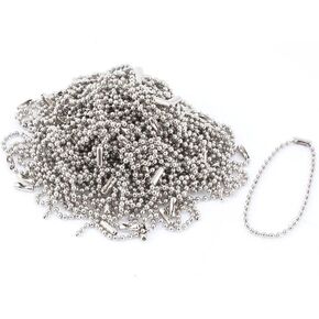 uxcell Ball Bead Link Chain with Connector Holders Roll for ID Badge Tag Key Chain Adjustable 6 Inch Long 2.4mm Bead Dia, 100 Pcs Stainless Steel