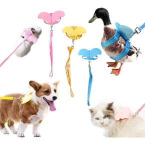3PCS Pet Duck Walking Harness Leash and Wings,Adjustable Outdoor Training Traction Rope for Chicken Duck Goose Hen Small Pets (L)