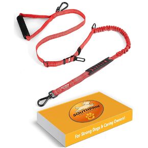 Shock Absorbing Bungee Dog Leash 4-7 ft. with Seatbelt Buckle and Comfortable Padded Handle, Reflective Extendable Heavy Duty Stretchy Tactical Dog Leash for Large Dogs That Pull (Purple)