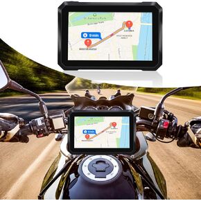 KAOLALI 7 Inch Motorcycle GPS Navigator, Universal IPX7 Waterproof Touch Screen GPS Portable Navigation System with Wireless CarPlay/Android Auto for Motorbike