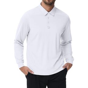 Cityork Men's Long Sleeve Golf Polo Shirts UPF 50+ Lightweight Cool Shirts Quick Dry Collar Shirts
