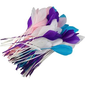 Uniquer 100Pcs Colorful Feathers Beautiful Feathers for Hat Decoration,Clothing Decoration,Arts and Crafts DIY